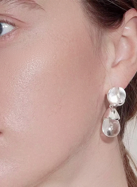 春夏ins小众设计清新百搭透明水晶不规则个性水滴百搭简约耳饰女