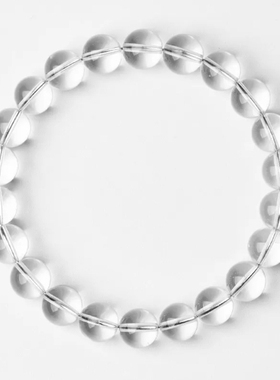 天然白水晶13MM微棉白手链巴西水晶珠女款手串情侣款转运饰品礼物