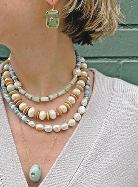 欧美新巴洛克珍珠海边项链琉璃天然淡珍珠项链锁骨链年轻款时尚女