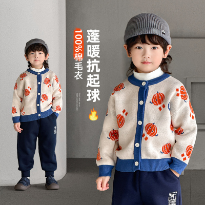 棉外套开衫冬款男童毛衣洋气小童