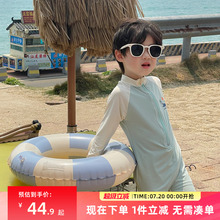 男童泳衣儿童夏季游泳衣小童可爱恐龙连体长袖防晒泳装2025夏新款