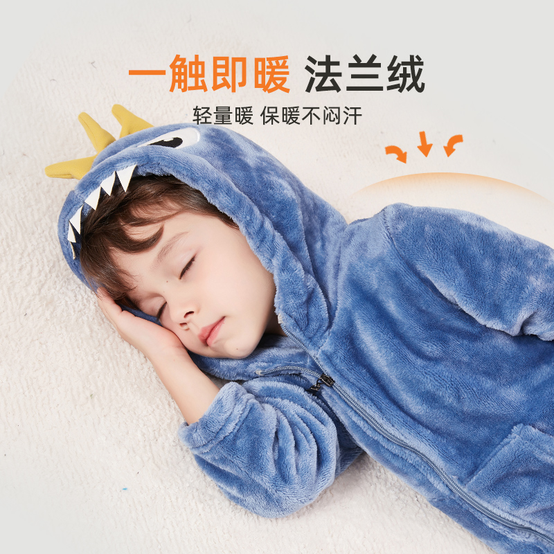 法兰绒家居服厚款珊瑚绒加绒男童