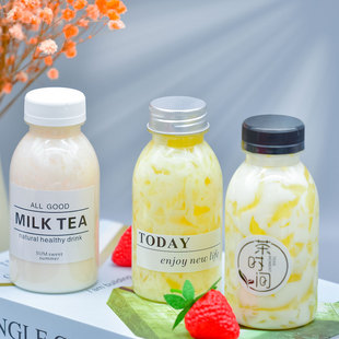 加厚250ml长透明塑料瓶加厚一次性饮料瓶pet瓶创意网红果汁奶茶瓶