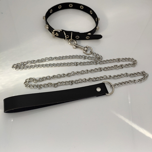 项圈牵引绳项链颈圈锁骨链牵引带choker女柳钉手链手环pu皮牵引链