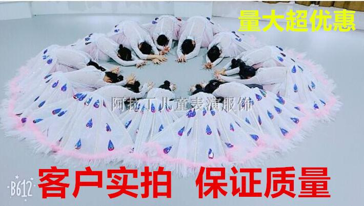 第八届小白翎儿童演出服孔雀服鸟鸟鸟表演服小白鸟动物舞蹈服女裙