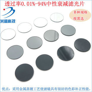 全波段减光片中灰密度镜ND灰度镜 透过率0.01%-94%中性衰减滤光片