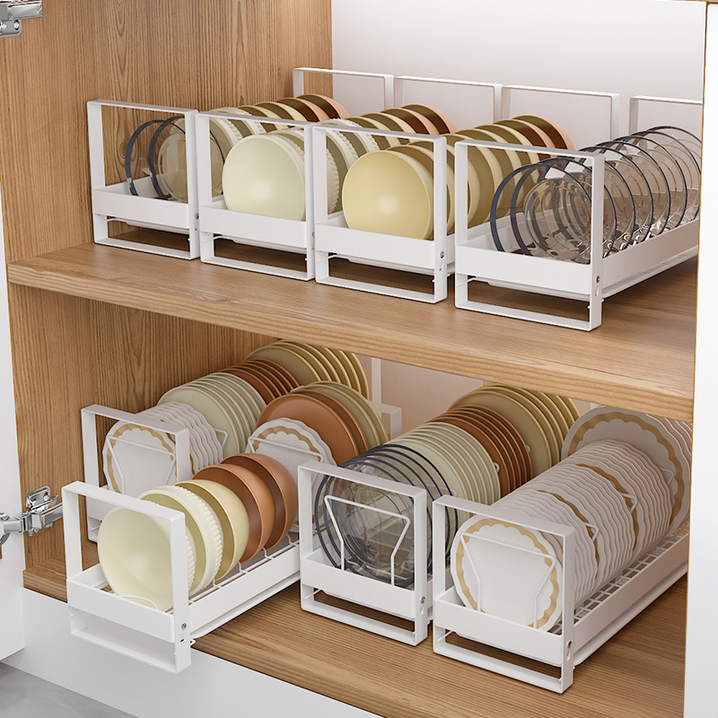 不锈钢厨房碗盘收纳架橱柜内置