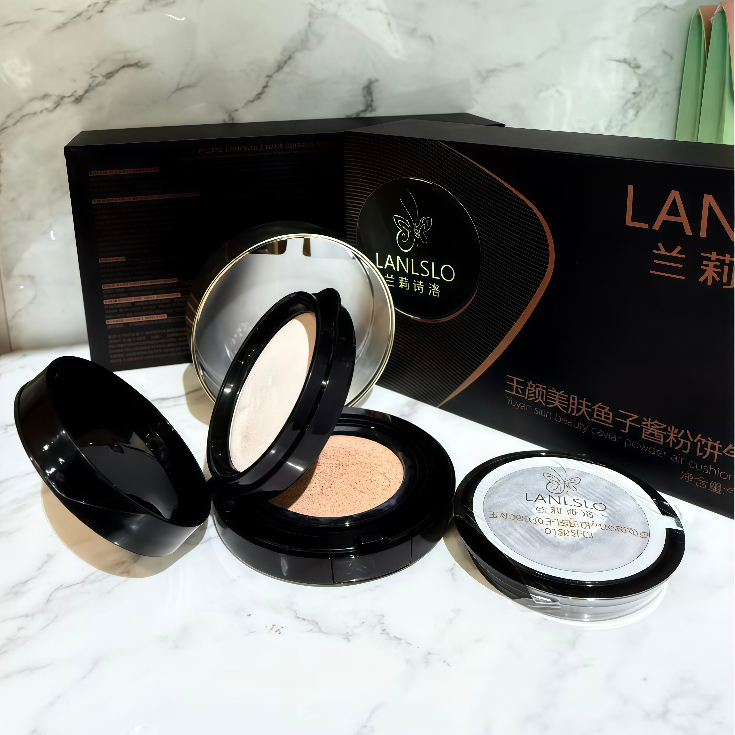 LANLSLO/兰莉诗洛玉颜美肤鱼子酱气垫霜粉饼组合