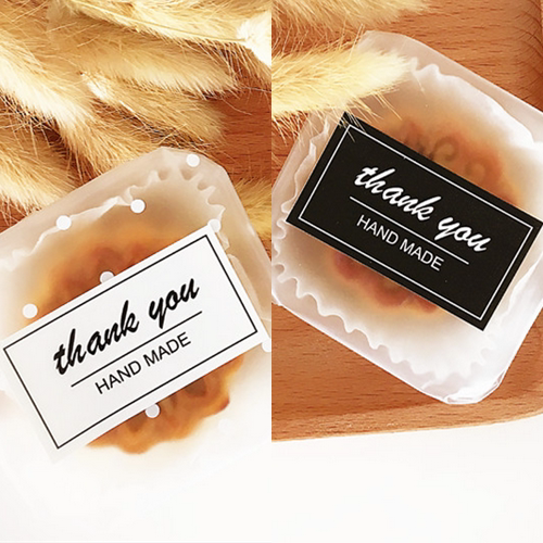 黑白长方形边框thank you贴/简约大气搭配手工贴纸/diy礼品封口贴