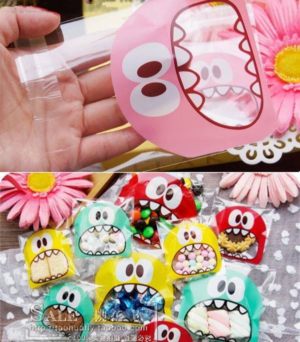 大嘴巴可爱怪物自粘袋/吃货糖果小礼品包装袋超萌/小礼品袋子批发