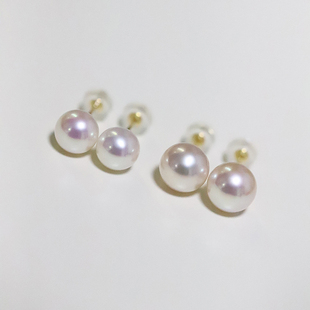 Alice Pearl气质温柔强光正圆天然淡水珍珠耳钉18K金简约百搭耳饰