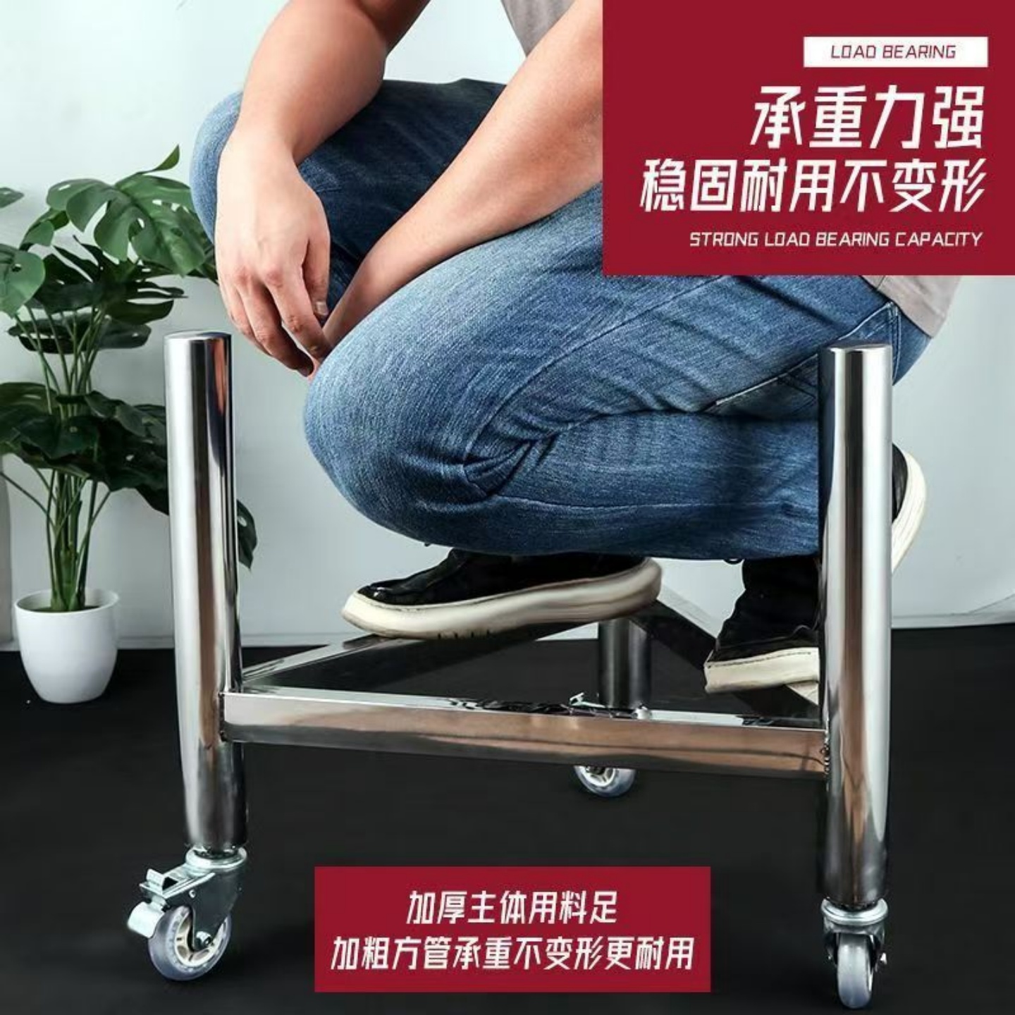加厚不锈钢汤桶架可移动带轮开水桶底座食堂保温桶支架商用三角架