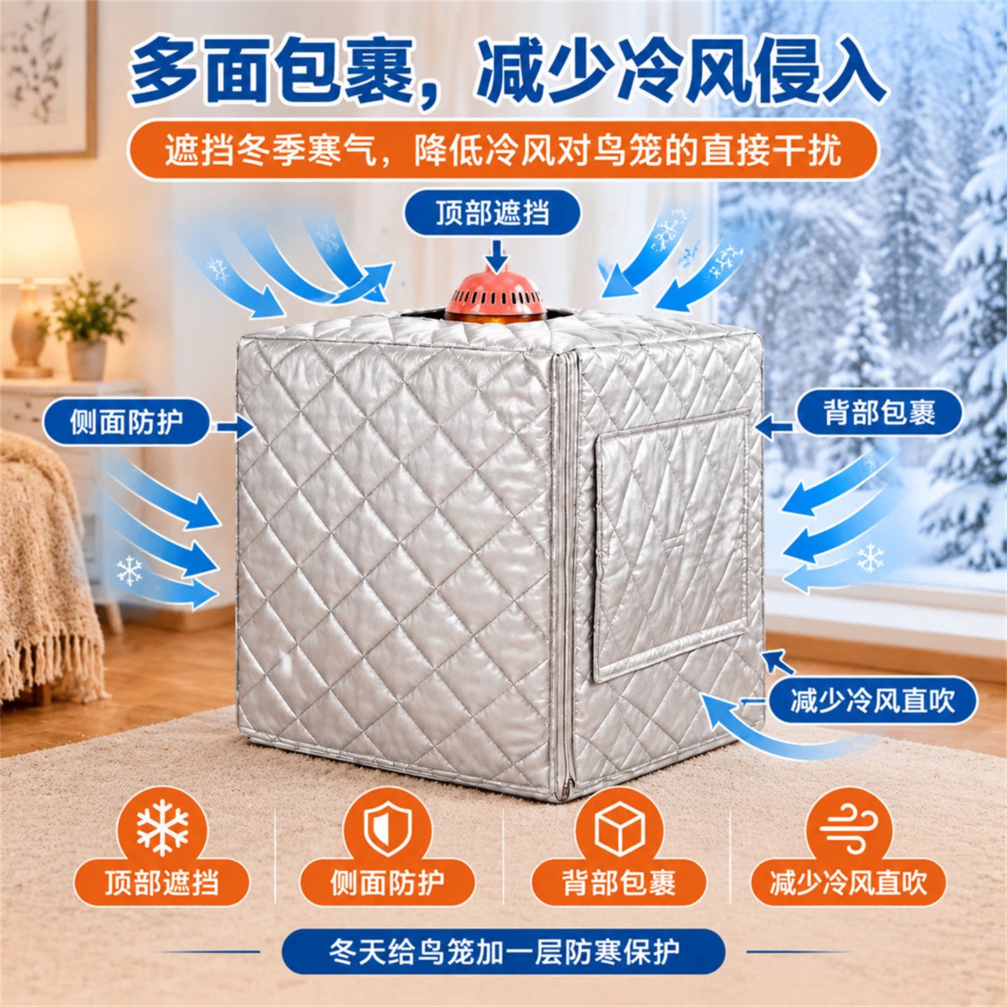 鸟笼夹薄棉笼罩防溅笼衣鸟用品防飞毛防应激达洋布卡星优嗖鸟笼: