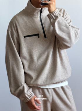 XY 【空气层羊毛】半拉链卫衣套装羊毛针织衫休闲裤卫裤