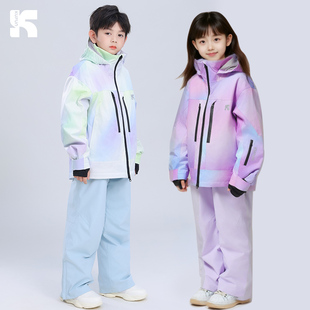 酷峰滑雪服套装儿童女男2024新款冬专业雪衣雪裤外套单板装备防水