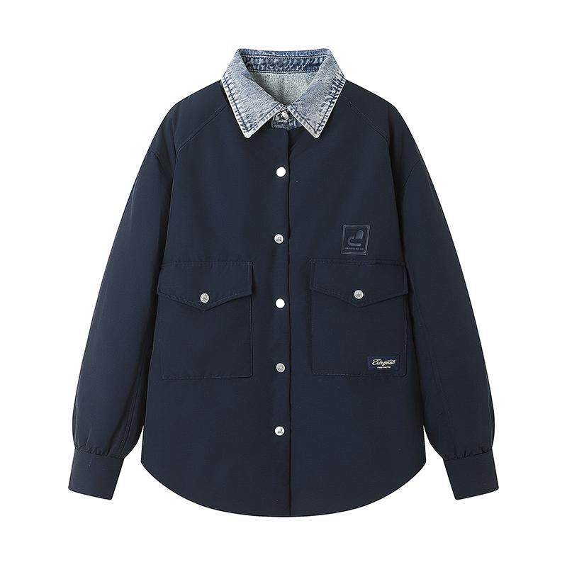 【清仓特价】假两件宽松休闲牛仔羽绒服