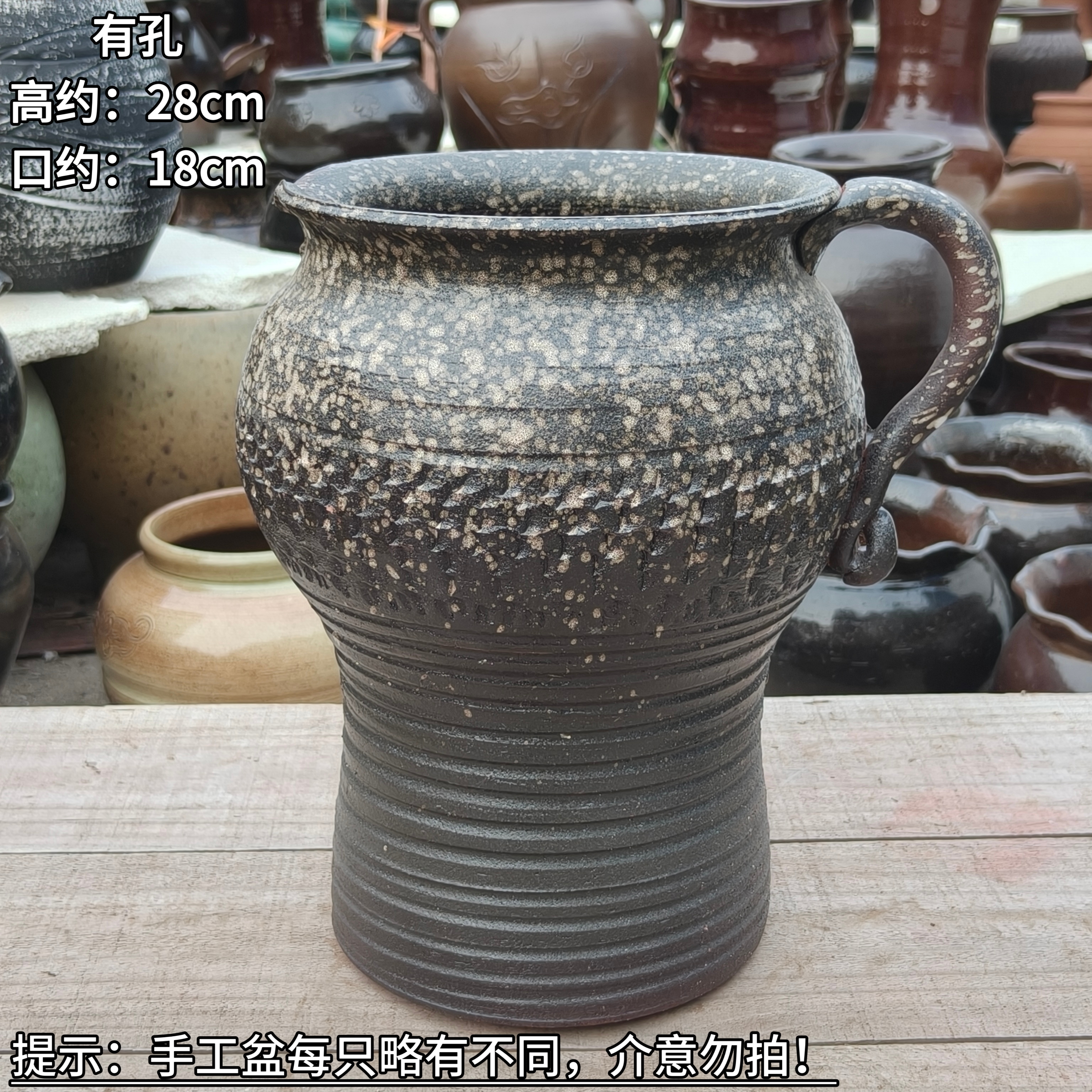 手工陶艺大号口径粗陶花盆土陶陶罐多肉绿植老桩拼盘