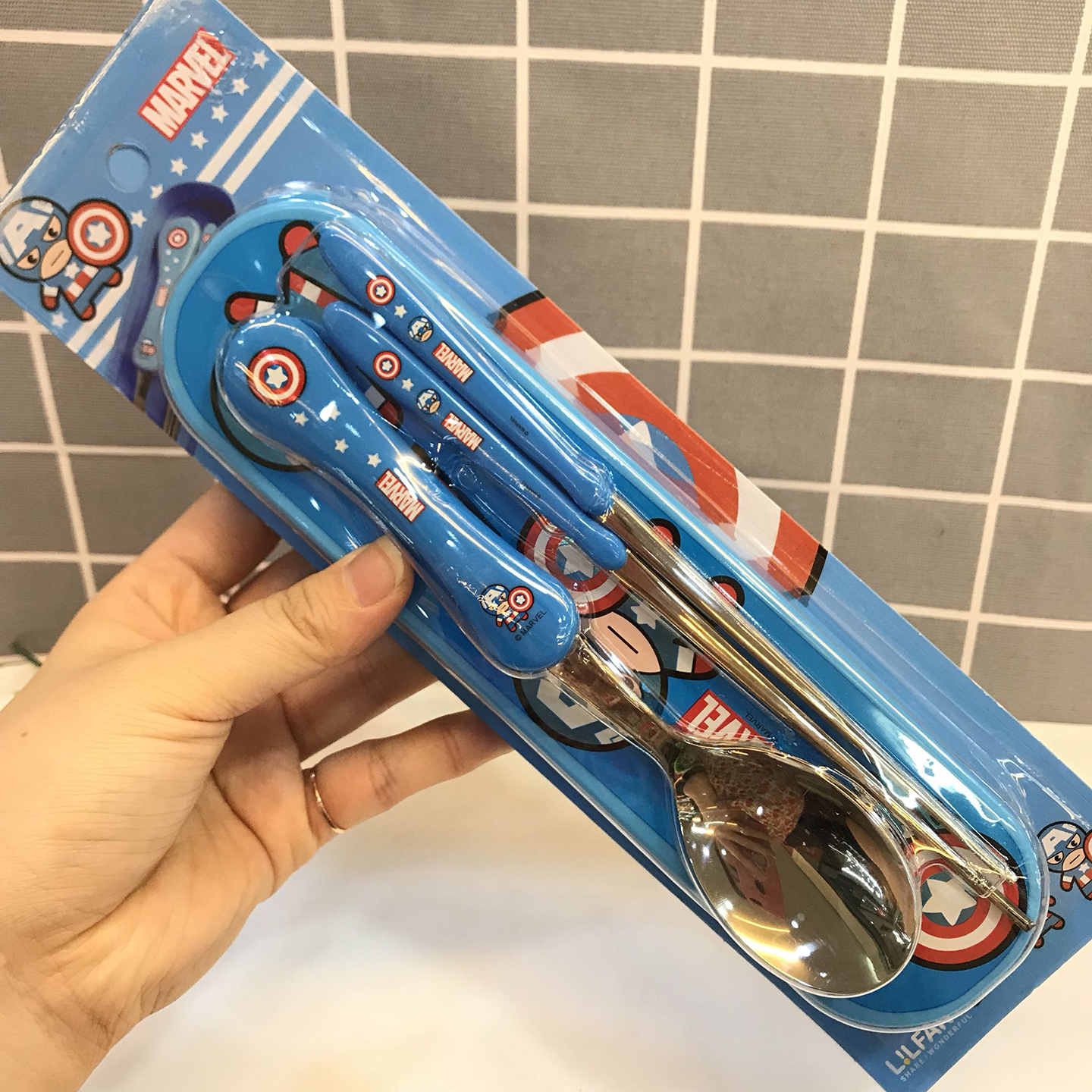 包邮韩国进口蓝色便携式不锈钢勺