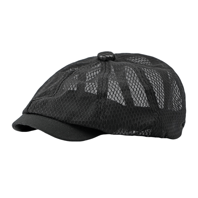帽子男韩版百搭鸭舌帽短檐镂空网眼棒球帽中青老年黑色遮阳防晒帽