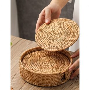 茶杯垫隔热垫手工壶垫织砂锅防烫碗垫餐桌垫盘藤编家用餐垫垫杯垫