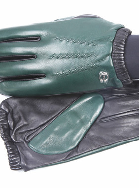 ELMA秋冬男士新款真皮手套加绒保暖撞色羊皮手套驾驶触屏EM016