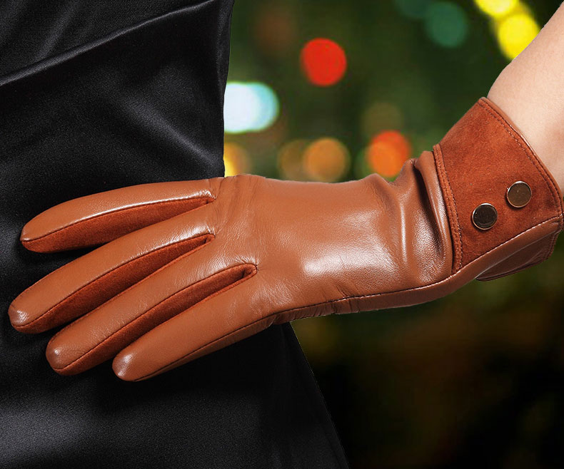 女士冬季加绒时尚风韩版羊皮手套