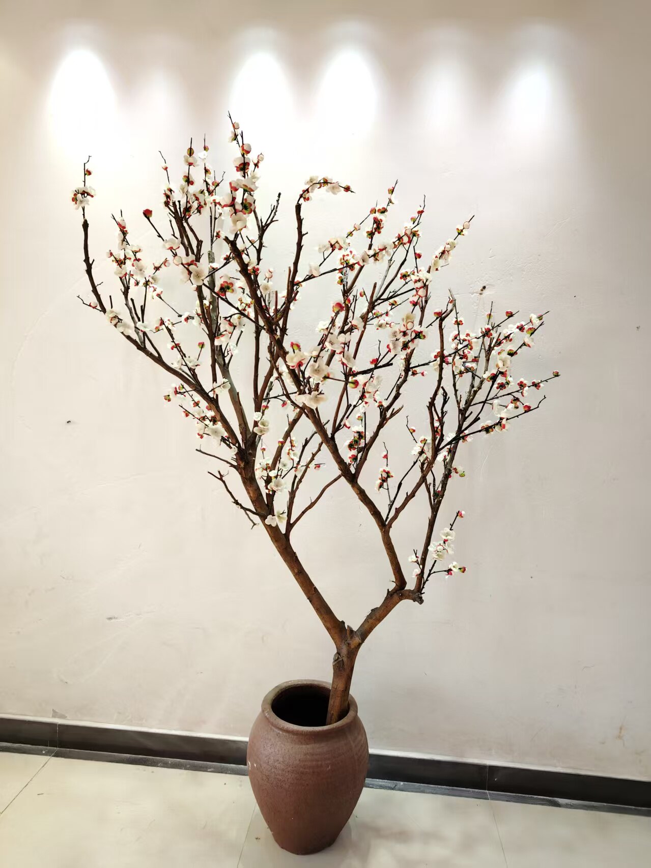 仿真白色腊梅干花花束制作花艺摆件客厅插花装饰墙面橱窗花瓶花树