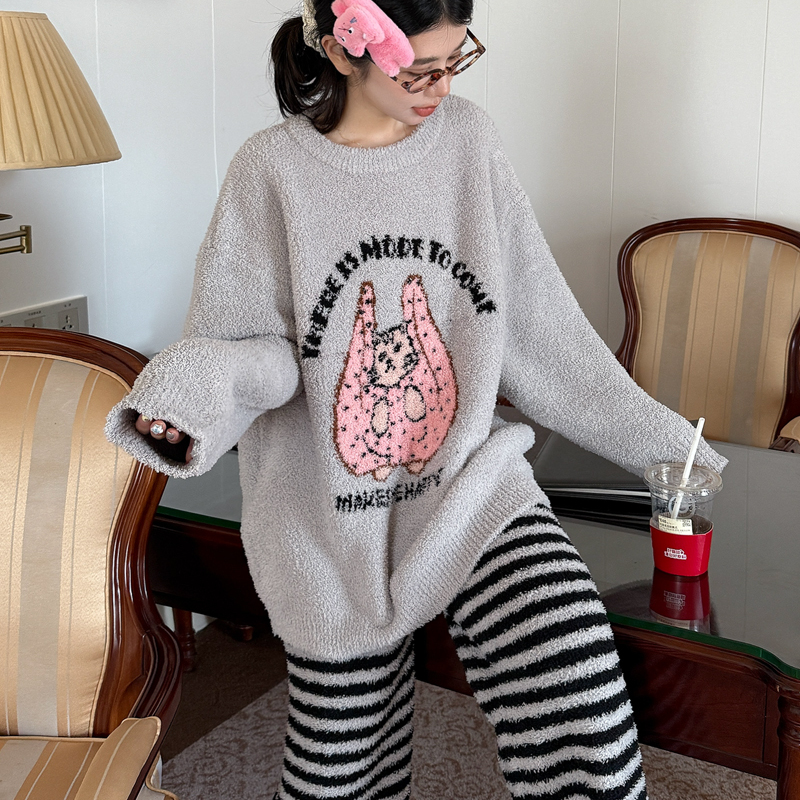 卡通可爱条纹软绵绵保暖冬季加绒