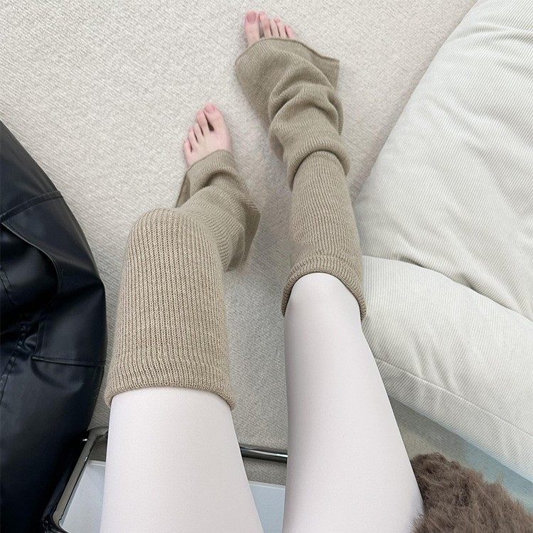 秋冬长筒堆堆袜套女针织保暖微喇显瘦过膝腿套y2k基础百搭高筒袜