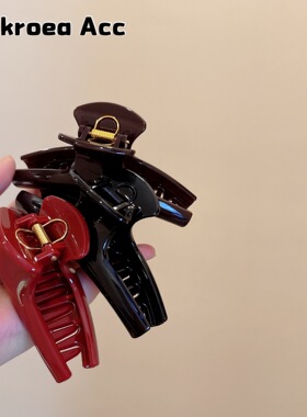 古家早秋经典安哥拉红色大号抓夹13厘米盘发又子抓发夹饰品