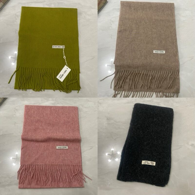 现货韩国代购纯色羊绒围巾净版