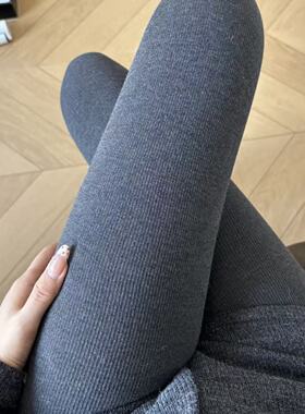 深灰色连裤袜女外穿竖条强压力瘦腿加厚2025年秋冬黑色打底裤