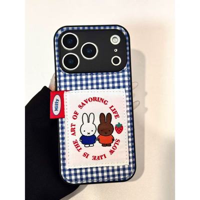 可爱格纹米菲兔牛仔风手机壳适用iPhone17系列16151413保护壳女壳