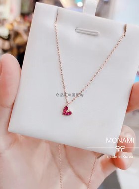 韩国东大门饰品纯银小红心锁骨链