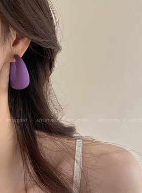 高级感几何紫色耳环2025新款爆款温柔法式花朵耳钉女网红耳饰耳坠