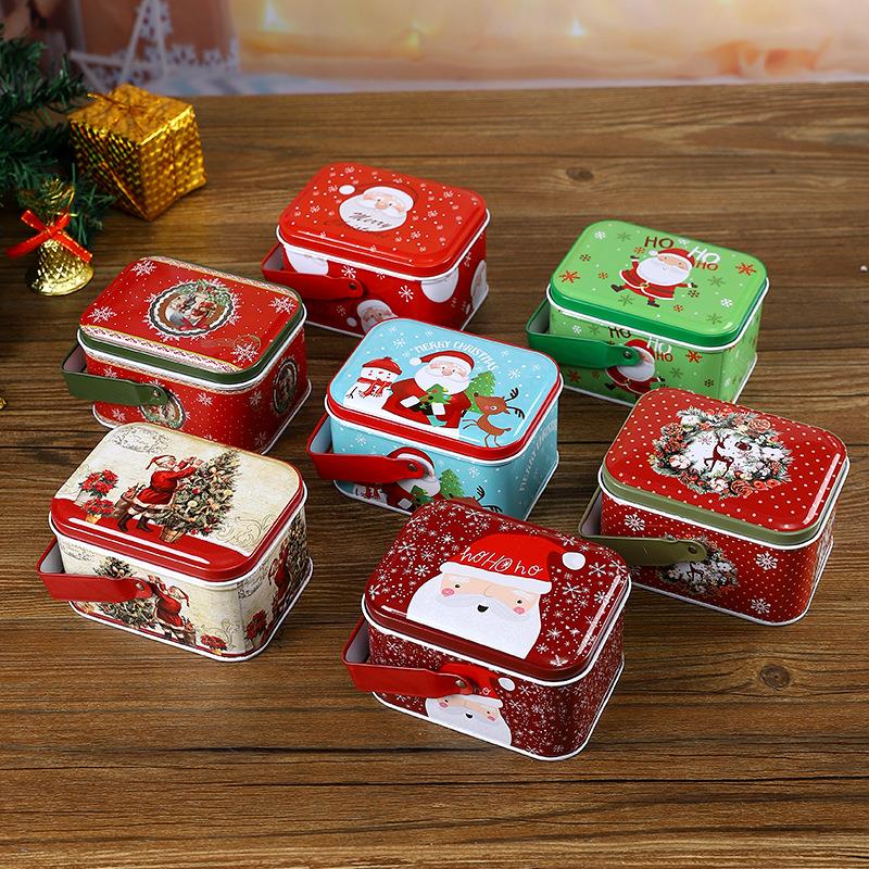 Christmas Handheld Candy Iron Box, Empty Jar Storage Box
