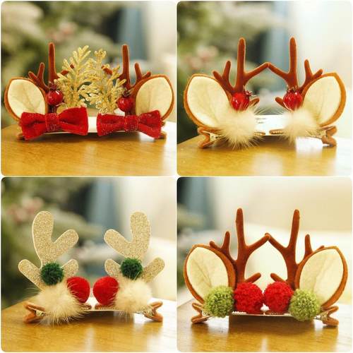 New Christmas hair clip with deer antlers hair accessories