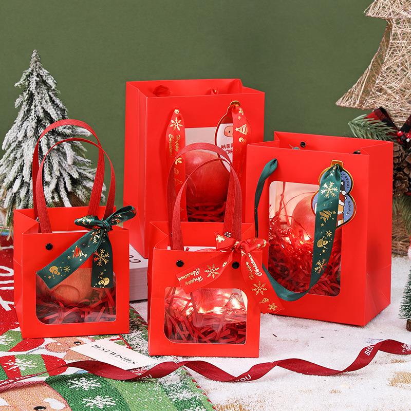 Christmas gift bag small red Christmas Eve tote bag糖果包装