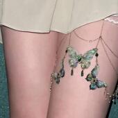 green for butterfly chain Vintage accessory leg sexy women
