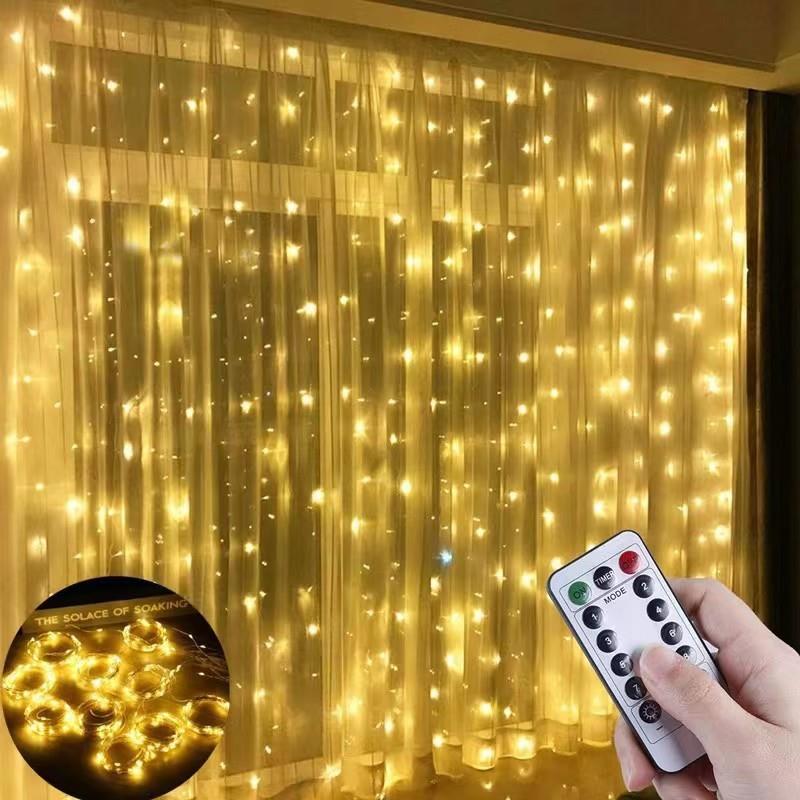 Solar powered LED curtain copper wire lamp  Christmas light