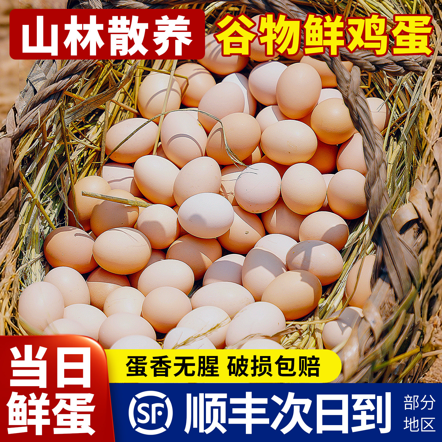 山林散养谷物鲜鸡蛋无抗无激素笨草鸡蛋新鲜批发整箱真正的土鸡蛋