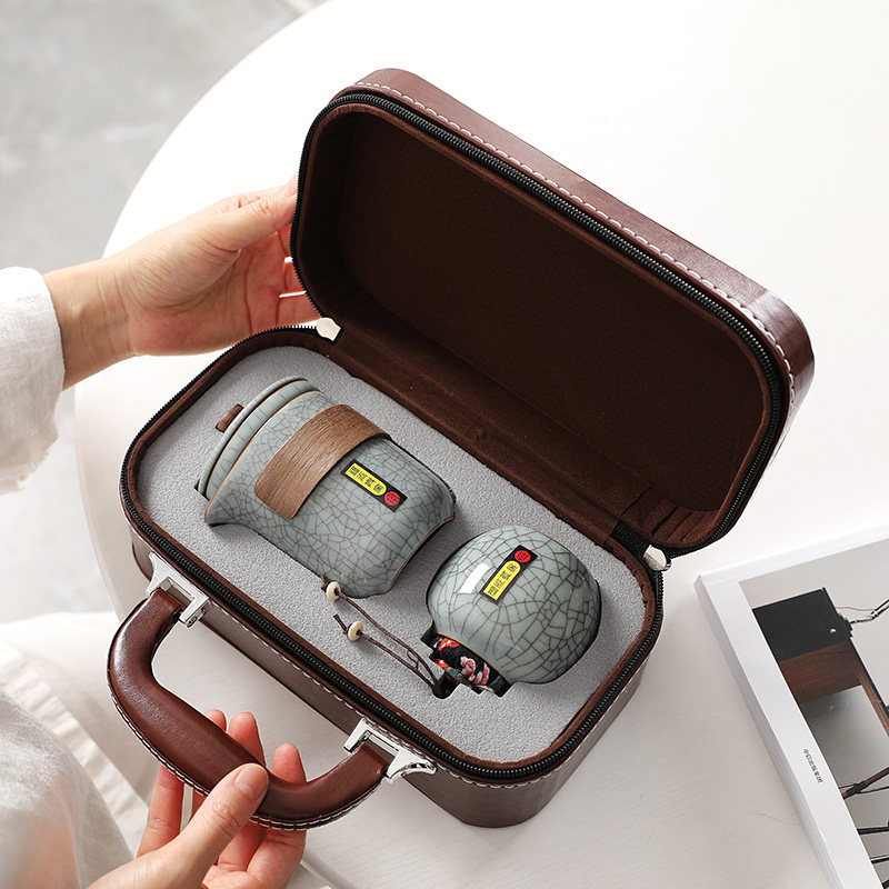 高档汝窑旅行茶具套装户外便携茶具家用随身泡茶神器旅游功夫茶具