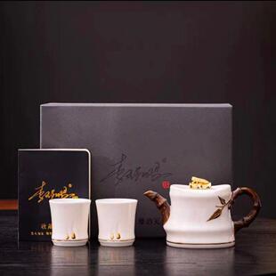 【李辉熠大师手做】羊脂玉浮雕金蝉壶家用泡茶壶陶瓷茶壶功夫茶具