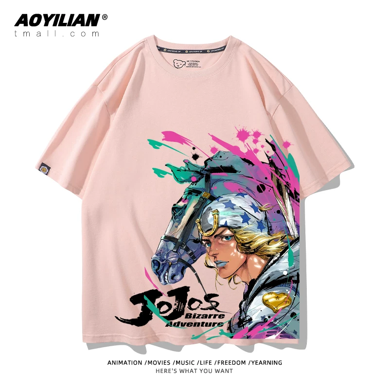 Японское аниме JOJO's Bizarre Adventure футболка короткий рукав для лошадиных гонок лётняя Джонни Джостар хлопковая универсальная