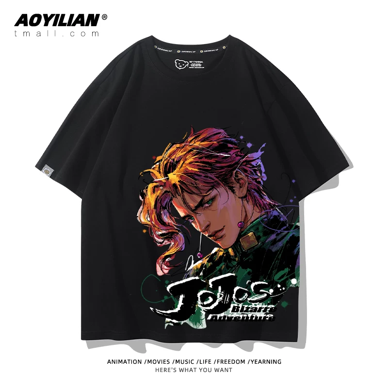 Японское аниме JOJO's Bizarre Adventure футболка короткий рукав для лошадиных гонок лётняя Джонни Джостар хлопковая универсальная