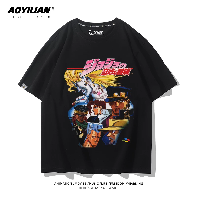 Японское аниме JOJO's Bizarre Adventure футболка короткий рукав для лошадиных гонок лётняя Джонни Джостар хлопковая универсальная