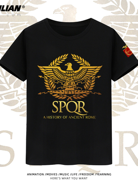 古罗马帝国Rome Empire历史文明SPQR印花T恤纯棉夏季短袖男女半袖