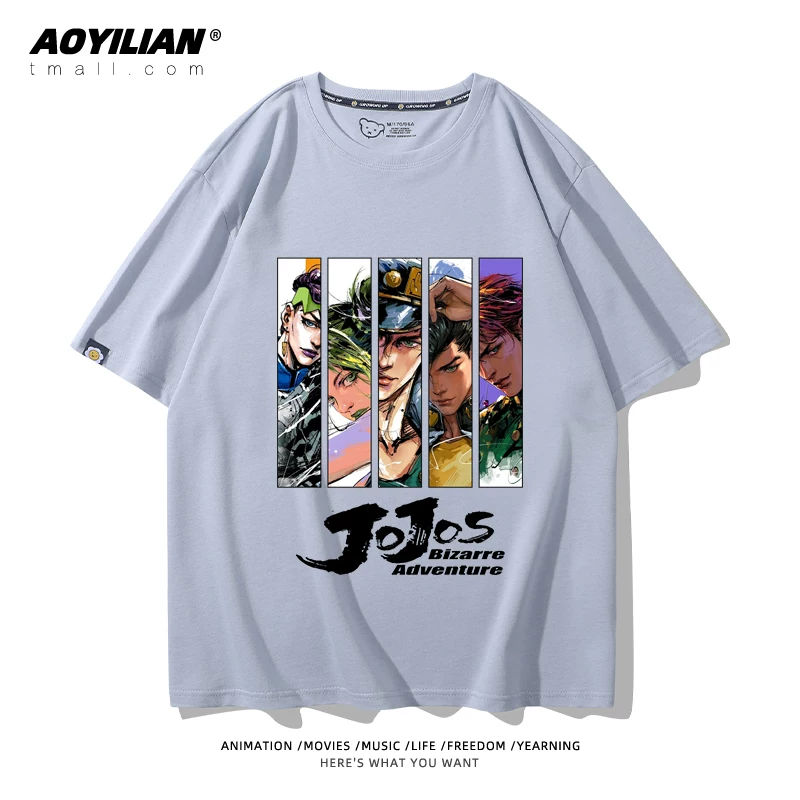Японское аниме JOJO's Bizarre Adventure футболка короткий рукав для лошадиных гонок лётняя Джонни Джостар хлопковая универсальная
