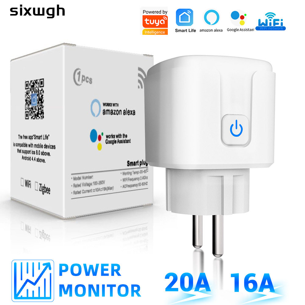 涂鸦WiFi智能插座欧法规16A20A电量计量APP控制定时开关语音控制