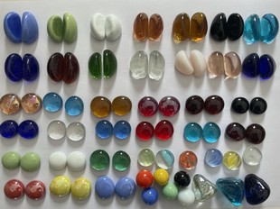 玻璃扁珠 雨花石鱼缸装饰彩色扁珠腰果石头 考古挖宝雨花石玻璃珠